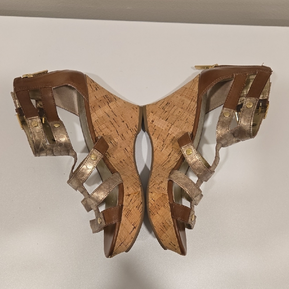 Guess Bronze and Tan Wedge Sandals - Picture 9 of 12